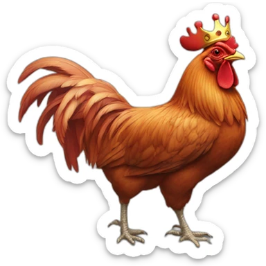 Red Rooster with a crown and glasses sticker