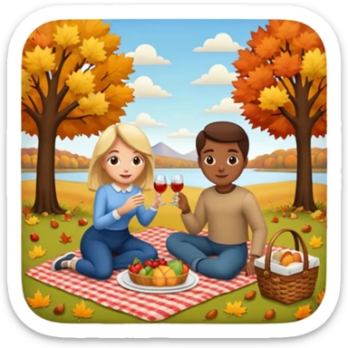 Couple having a picnic fall scenery sticker