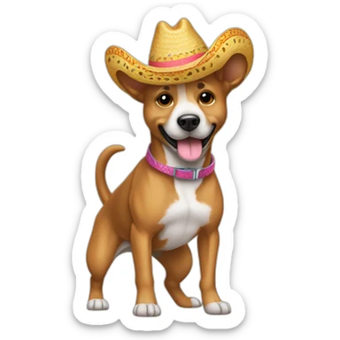 Perro con sombrero de baquero bailando  sticker