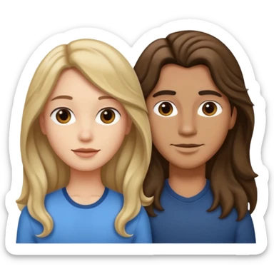 Longer wavy hair for one and straight for the other sticker