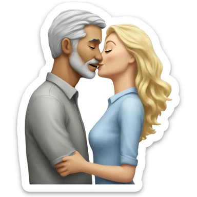 Realistic  grey hair man kissing woman blonde  sticker