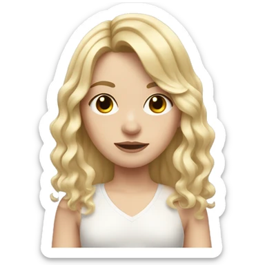pale gym girl with wavy blond hair and curtain bangs sticker
