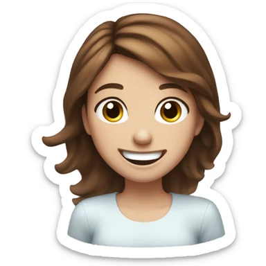 brown hair blue eyes freckled girl laughing  sticker