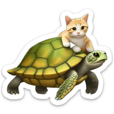Tortue avec un chaton sticker