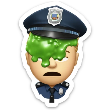 Police officer puking green sludge sticker