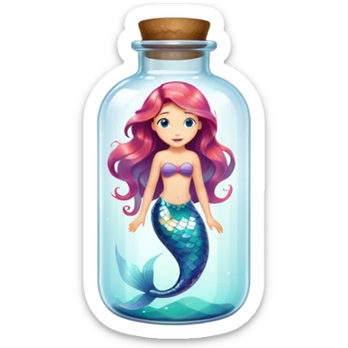 little mermaid in bottle sticker