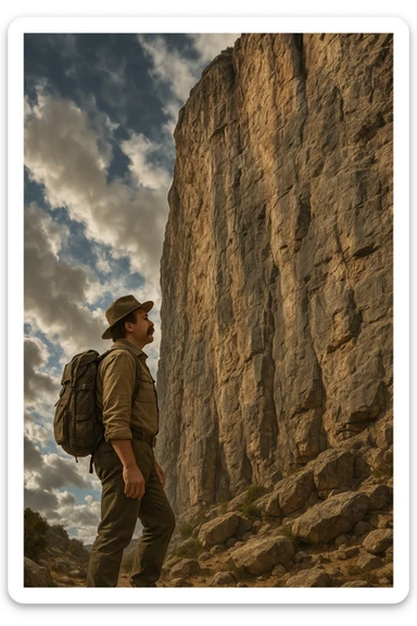 stands at the foot of the cliff sticker