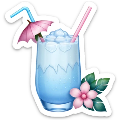 Iced coconut blue lychee pink pastel sparkle with flowers drink sticker