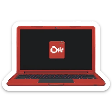 a red laptop having a logo that says cmv on the back of it sticker
