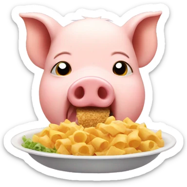 Pig eating food sticker