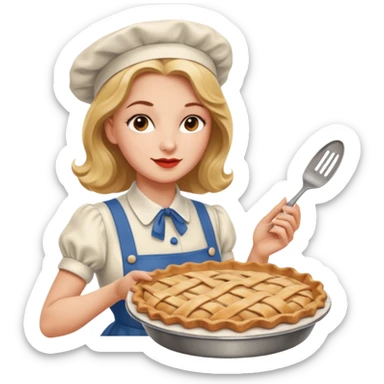 1940s women baking a apple pie sticker