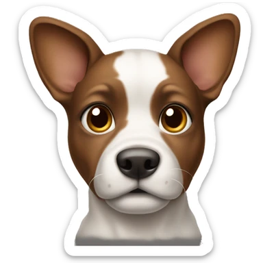 dog with half white and brown face with ears sticking up sticker