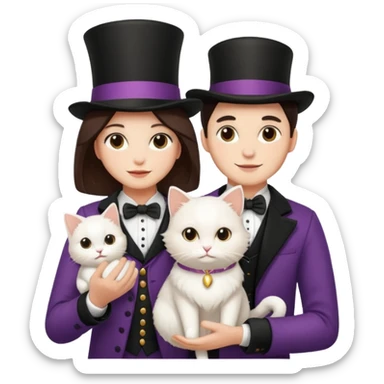 magician couple and th@ClashOfClansShopNo1eir pet cat sticker