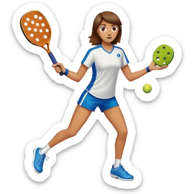 Brown haired 23 year old smashing pickleball paddle on ground sticker