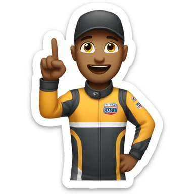 Race car driver with rock on hand sticker