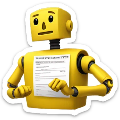 A yellow robot votes in the US election, with an American flag in the background sticker