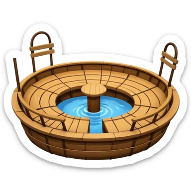 round boat with several seats around the perimeter sticker