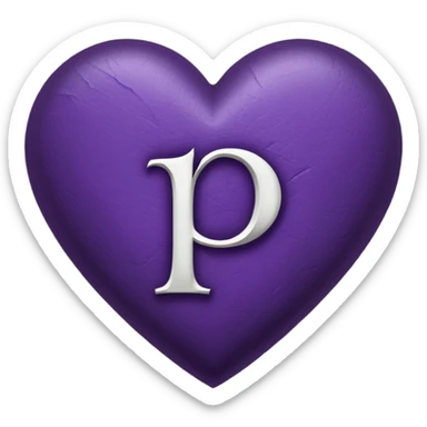 Can you make a dark purple heart with a white letter in the middle in a gothic style, the letter is P sticker