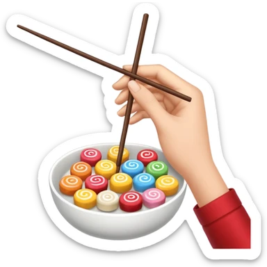 Pick up sweets with chopstick sticker