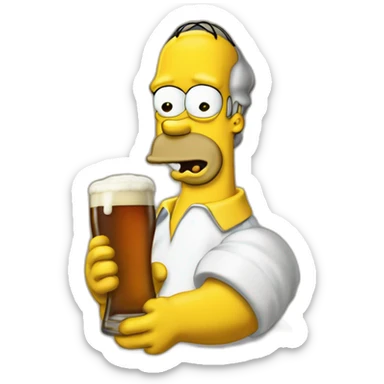 Homer Simson buvant une biere sticker
