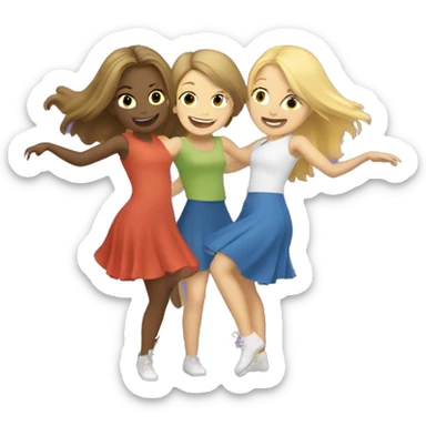 Two blonde girls and a brunette girl dancing in a circle  sticker