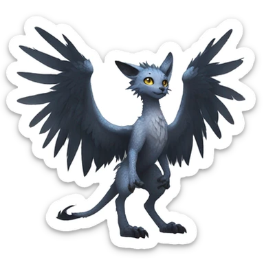 Anthro cool edgy Trico winged animal hybrid full body sticker