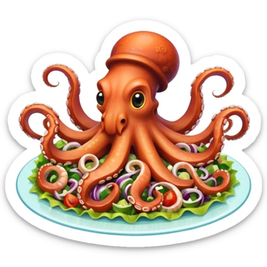 An octopus eating octopus salad sticker