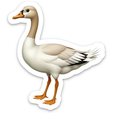Emoji of a running goose with a very long neck and two legs. 🪿 is the reference. The goose looks like a white goose dyed green (#39C700), with neck, body, and wings all in that green color, not a duck. sticker
