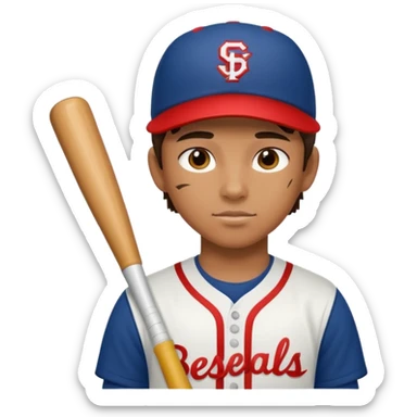 Strong teenage baseball player sticker
