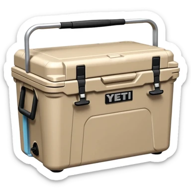 A beige YETI cooler sticker