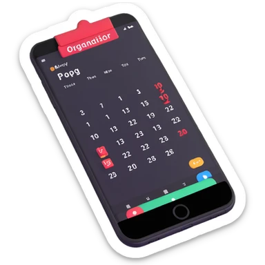 organization app on smartphone with calendar and to-do list sticker