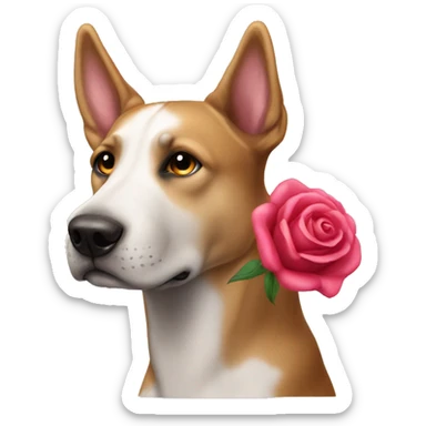 Perro con una rosa sticker