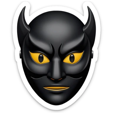 Minimal emoji, gothic mask forged from matte black leather, emotionless expression, smooth heavy surface, subtle leather texture, deep shadows, no glow, no neon, flat emoji style, centered sticker