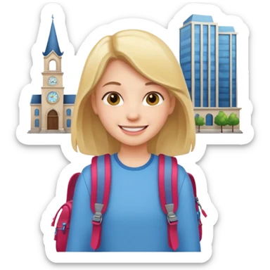 City Backpack Student girl sticker