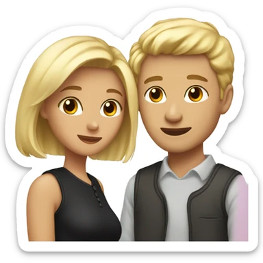 Couple in love, blond girl and a men with short black hair sticker
