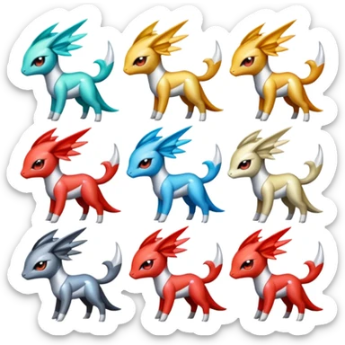 Shiny Colorful Meloetta-Latias-Koraidon-Peppercat-Wargreymon-Protogen-Pokémon-Digimon-Fakémon-fusion-hybrid-creature sticker