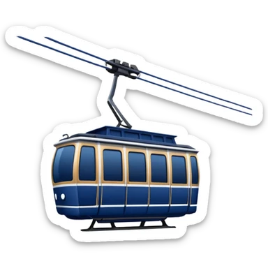 create a cablecar emoji in winter. make it navy dark blue. no yellow. and add the words in white: Lenk  sticker