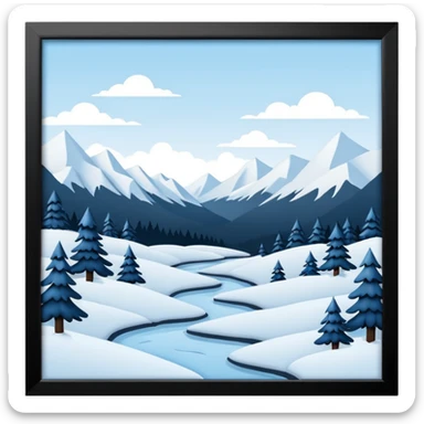 An Alaskan snowy winter back drop to be used in the style of "duck hunt" the bottom 30% needs to contain landscape and the top 70% needs to be blank space. More graphic detail in a 3D style. sticker