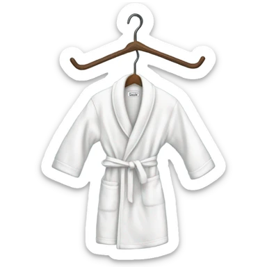 White dressing gown on hanger sticker
