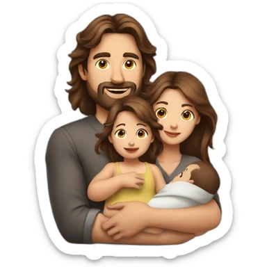 Brown hair father, long Brown hair mother holding a baby sticker