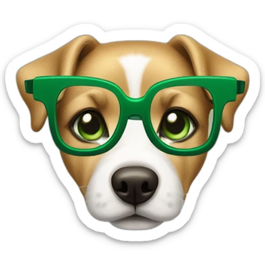 bege-and-white-dog-with-green-eyes-and-glasses-and-green-bow sticker