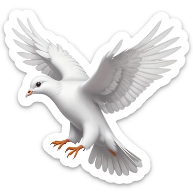 white pigeon flying from top sticker