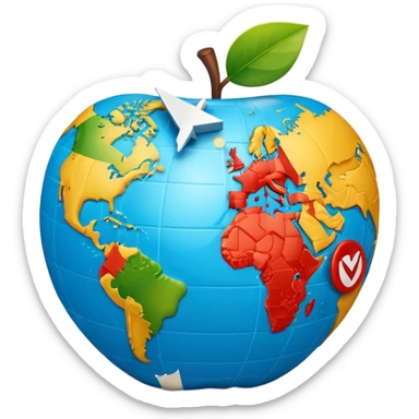 3D globe in Apple emoji style, Germany clearly marked in Europe, arrow pointing from Germany to USA in North America, word 'VPN' in modern bold sans-serif font at the bottom, smooth gradients, soft shadows, realistic 3D look, no other text, suitable for Instagram Reel sticker