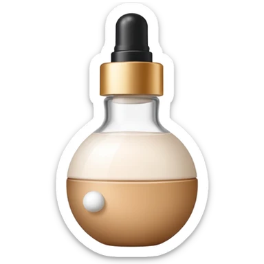  foundation bottle that says rare beauty and has a white cap with a white sphere on top  sticker