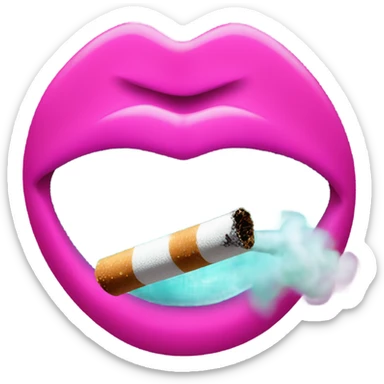 Neon pink lips are blowing smoke, and a cigarette is in her mouth sticker