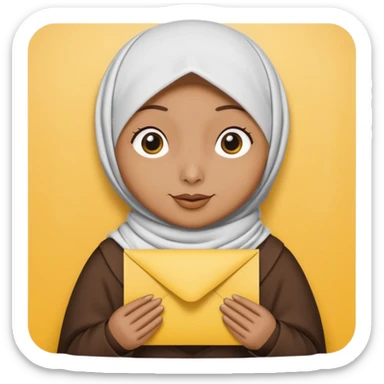 turkey bird wearing a hijab holding a yellow paper sticker