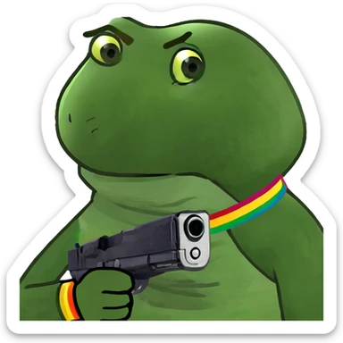gay man holding a gun sticker