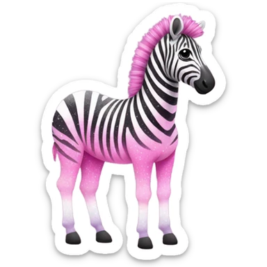 Pink ombre full-body zebra with glitter sticker