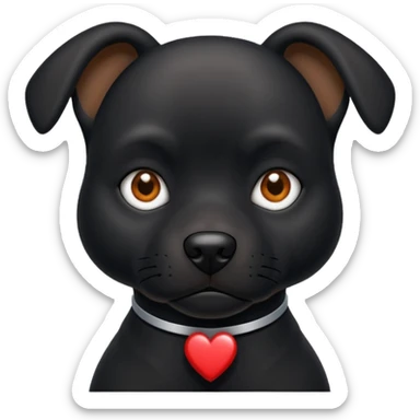 a black dog with poker face sticker