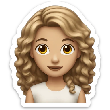 whithe Girl with brown long wave hair sticker